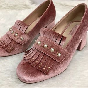Pink velvet shoes